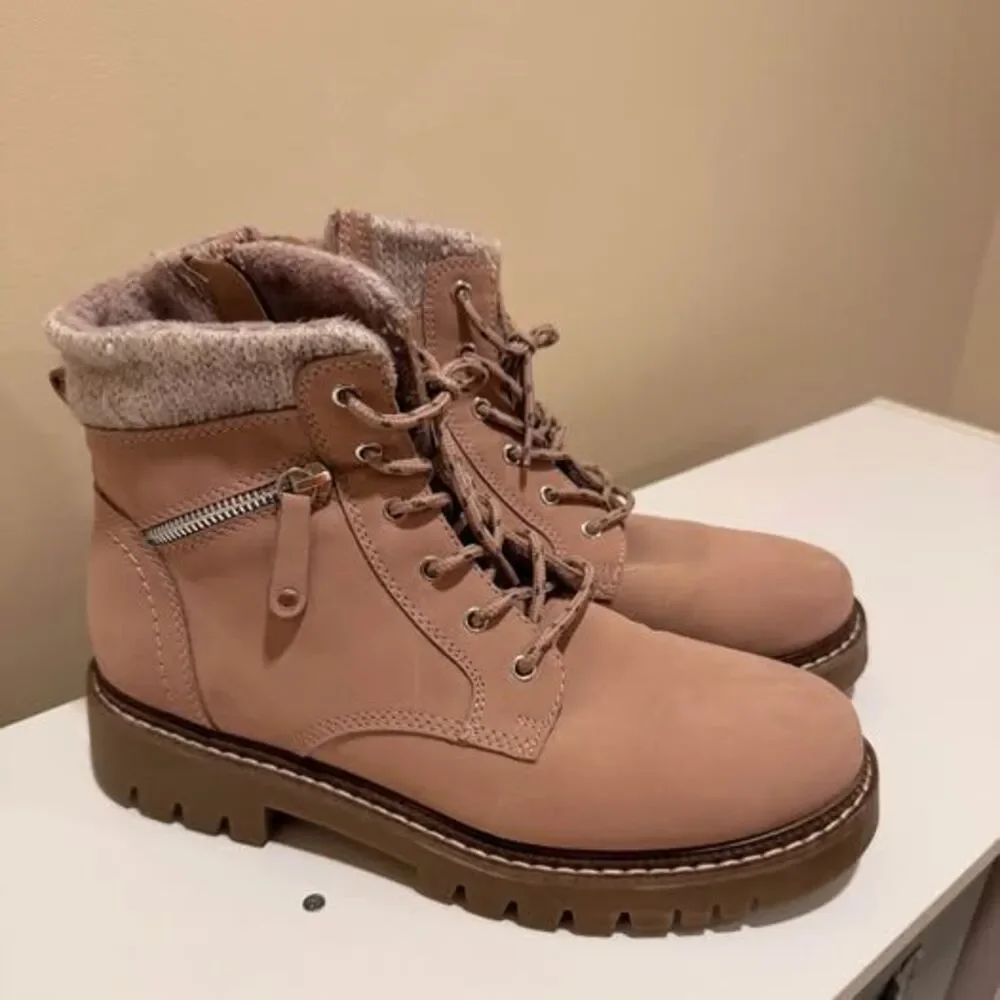Dusty Rose Lace-Up Boots Size 42 (US Size 10)